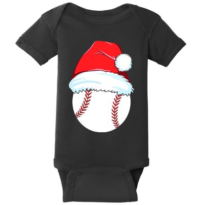 Christmas Baseball For Ball Santa Baby Bodysuit