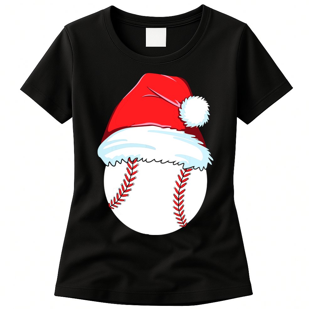 Christmas Baseball For Ball Santa Womens T-Shirt