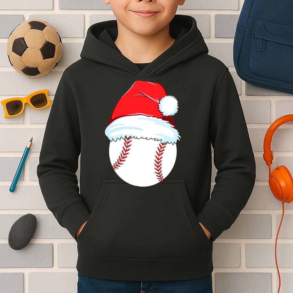 Christmas Baseball For Ball Santa Kids Hoodie