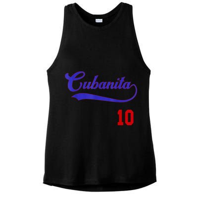 Cubanita Baseball Flag Souvenir Cubana Cuba Women Girl Ladies PosiCharge Tri-Blend Wicking Tank