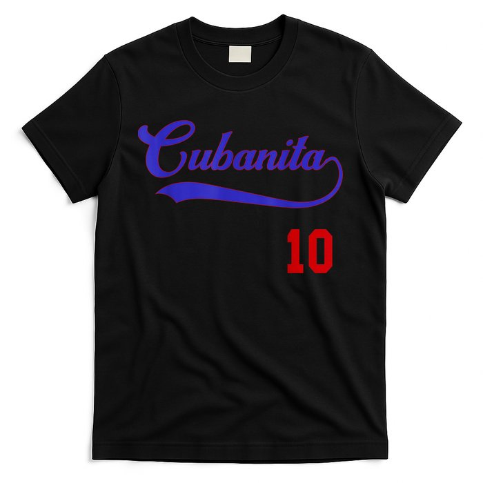 Cubanita Baseball Flag Souvenir Cubana Cuba Women Girl T-Shirt