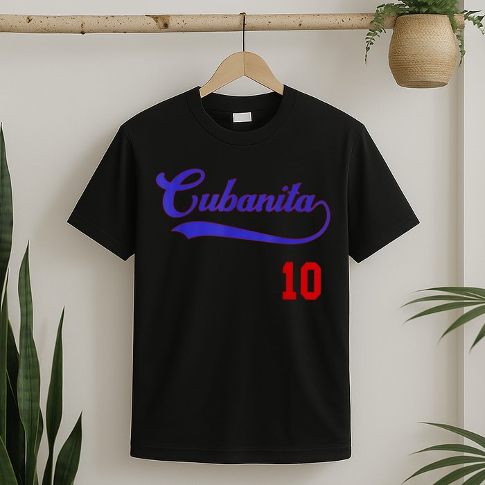 Cubanita Baseball Flag Souvenir Cubana Cuba Women Girl T-Shirt