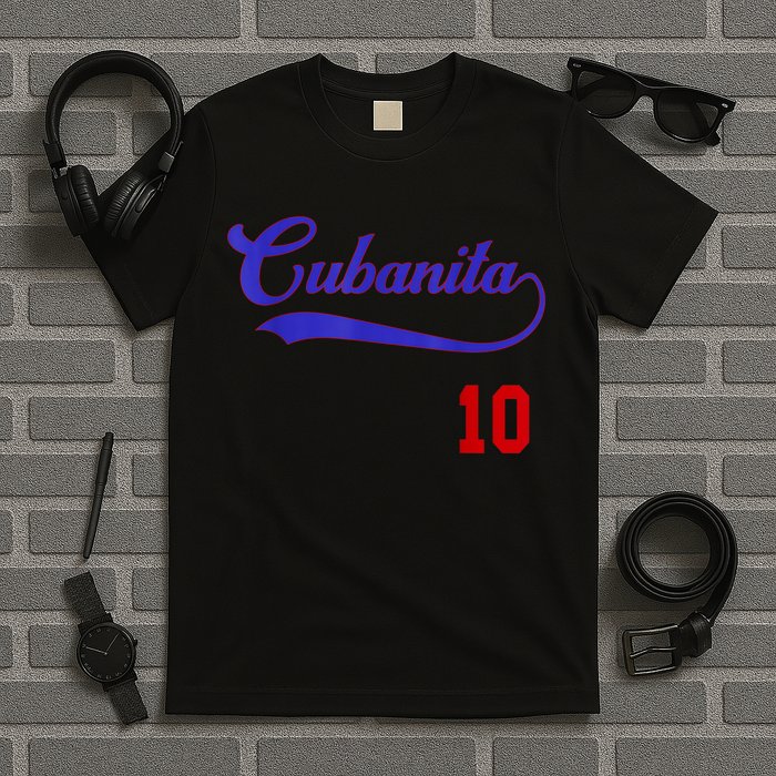 Cubanita Baseball Flag Souvenir Cubana Cuba Women Girl T-Shirt