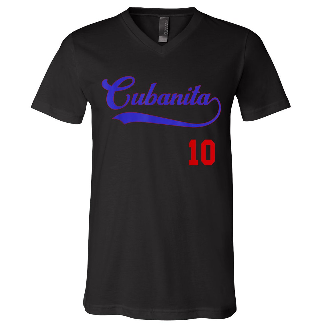 Cubanita Baseball Flag Souvenir Cubana Cuba Women Girl V-Neck T-Shirt