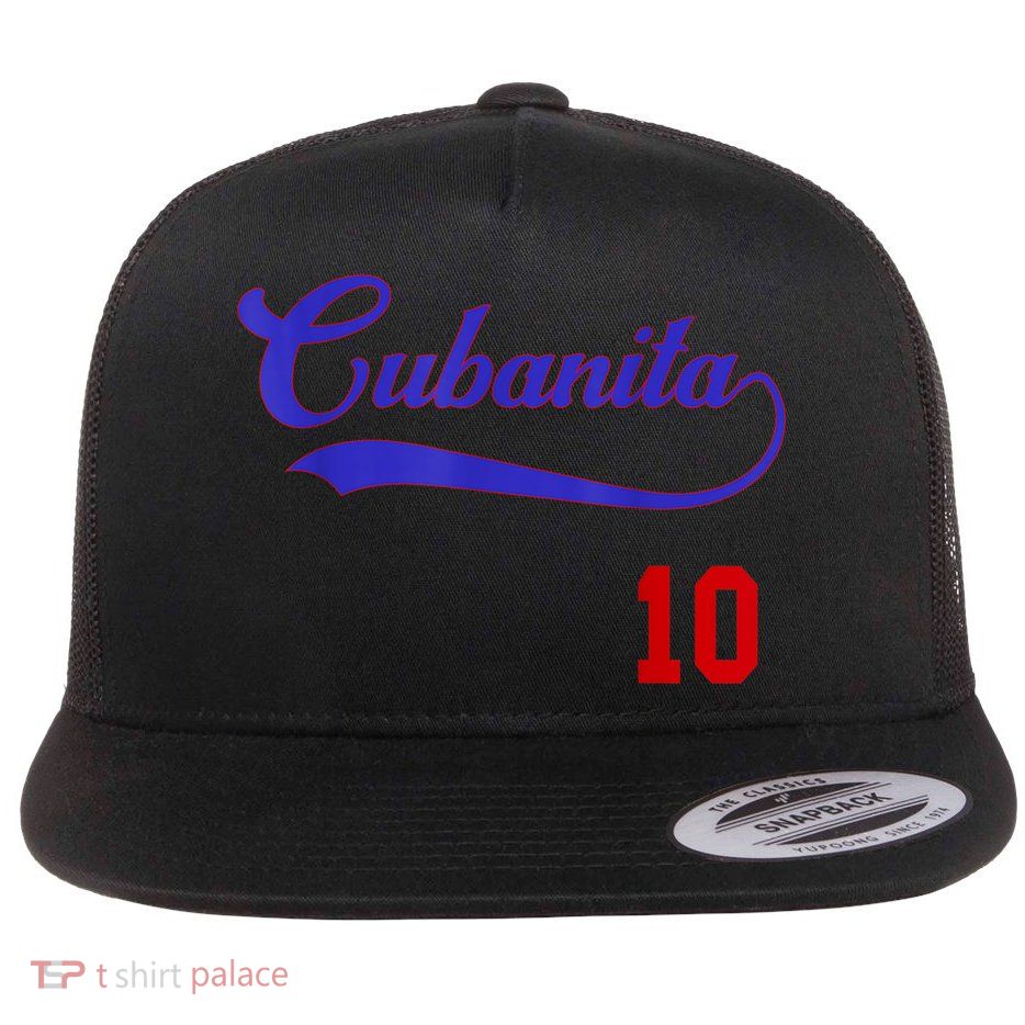 Cubanita Baseball Flag Souvenir Cubana Cuba Women Girl Flat Bill Trucker Hat