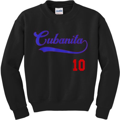 Cubanita Baseball Flag Souvenir Cubana Cuba Women Girl Kids Sweatshirt