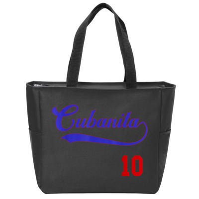 Cubanita Baseball Flag Souvenir Cubana Cuba Women Girl Zip Tote Bag