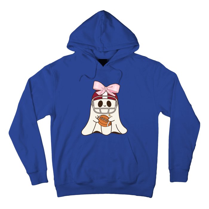 Coquette Bow Funny Ghost Spooky Season Halloween Football Gift Hoodie