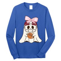 Coquette Bow Funny Ghost Spooky Season Halloween Football Gift Long Sleeve Shirt