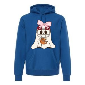 Coquette Bow Funny Ghost Spooky Season Halloween Football Gift Premium Hoodie