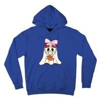 Coquette Bow Funny Ghost Spooky Season Halloween Football Gift Tall Hoodie