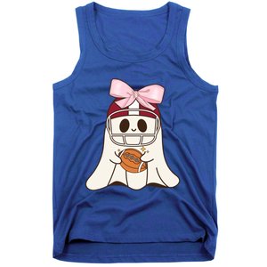 Coquette Bow Funny Ghost Spooky Season Halloween Football Gift Tank Top