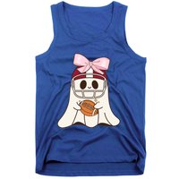 Coquette Bow Funny Ghost Spooky Season Halloween Football Gift Tank Top