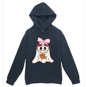 Coquette Bow Funny Ghost Spooky Season Halloween Football Gift Urban Pullover Hoodie