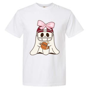 Coquette Bow Funny Ghost Spooky Season Halloween Football Gift Garment-Dyed Heavyweight T-Shirt