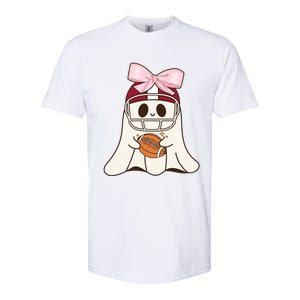 Coquette Bow Funny Ghost Spooky Season Halloween Football Gift Softstyle CVC T-Shirt