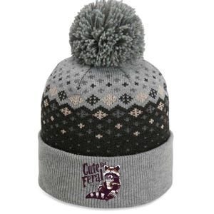 Cute But Feral Funny Sarcastic Snarky Funny Raccoon The Baniff Cuffed Pom Beanie