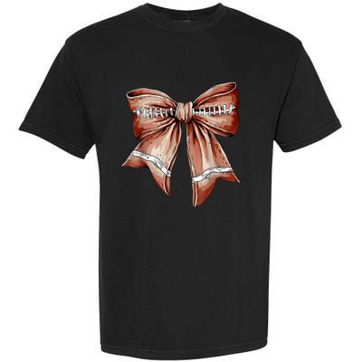 Coquette Bow Funny Football Lover Game Day Football Mom Life Garment-Dyed Heavyweight T-Shirt