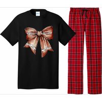 Coquette Bow Funny Football Lover Game Day Football Mom Life Pajama Set