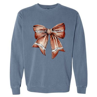 Coquette Bow Funny Football Lover Game Day Football Mom Life Garment-Dyed Sweatshirt