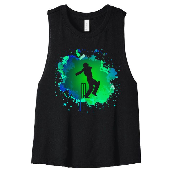 Cricket Batsman For Cricketer Cricket Women's Racerback Cropped Tank