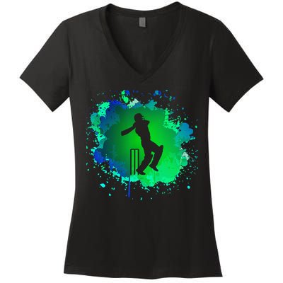 Cricket Batsman For Cricketer Cricket Women's V-Neck T-Shirt