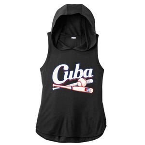 Cuba Baseball Fan Cuban Flag Sport Team Distressed Ladies PosiCharge Tri-Blend Wicking Draft Hoodie Tank