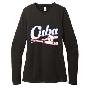 Cuba Baseball Fan Cuban Flag Sport Team Distressed Womens CVC Long Sleeve Shirt