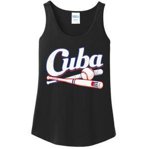 Cuba Baseball Fan Cuban Flag Sport Team Distressed Ladies Essential Tank