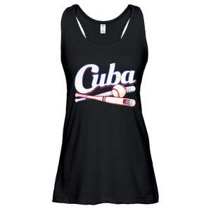 Cuba Baseball Fan Cuban Flag Sport Team Distressed Ladies Essential Flowy Tank