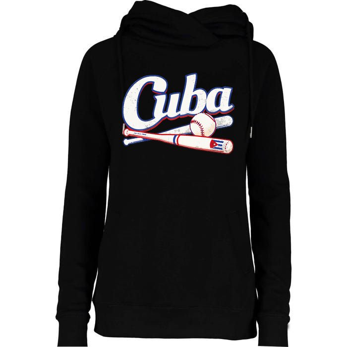 Cuba Baseball Fan Cuban Flag Sport Team Distressed Womens Funnel Neck Pullover Hood