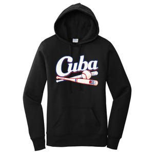 Cuba Baseball Fan Cuban Flag Sport Team Distressed Women's Pullover Hoodie