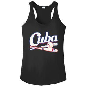 Cuba Baseball Fan Cuban Flag Sport Team Distressed Ladies PosiCharge Competitor Racerback Tank