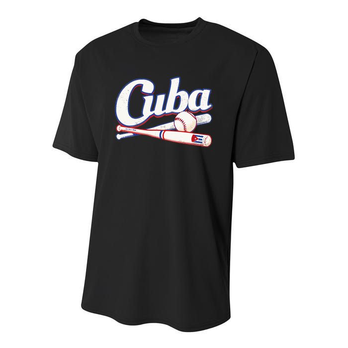 Cuba Baseball Fan Cuban Flag Sport Team Distressed Youth Performance Sprint T-Shirt