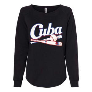 Cuba Baseball Fan Cuban Flag Sport Team Distressed Womens California Wash Sweatshirt