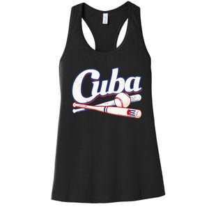 Cuba Baseball Fan Cuban Flag Sport Team Distressed Women's Racerback Tank