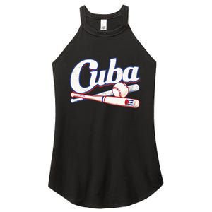 Cuba Baseball Fan Cuban Flag Sport Team Distressed Women's Perfect Tri Rocker Tank