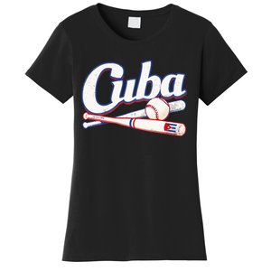 Cuba Baseball Fan Cuban Flag Sport Team Distressed Women's T-Shirt