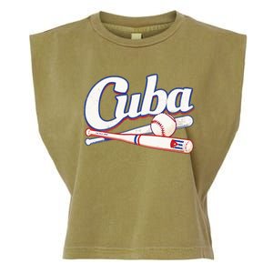 Cuba Baseball Fan Cuban Flag Sport Team Distressed Garment-Dyed Women's Muscle Tee