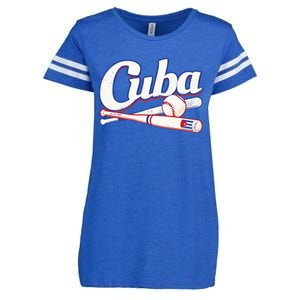 Cuba Baseball Fan Cuban Flag Sport Team Distressed Enza Ladies Jersey Football T-Shirt