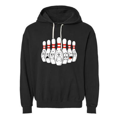 Cartoon Bowling Funny Scared Bowling Pins Garment-Dyed Fleece Hoodie