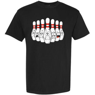 Cartoon Bowling Funny Scared Bowling Pins Garment-Dyed Heavyweight T-Shirt