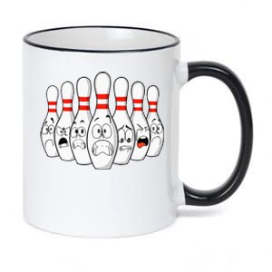 Cartoon Bowling Funny Scared Bowling Pins 11oz Black Color Changing Mug