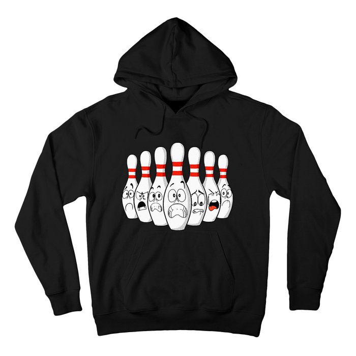 Cartoon Bowling Funny Scared Bowling Pins Hoodie