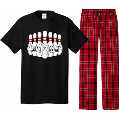 Cartoon Bowling Funny Scared Bowling Pins Pajama Set