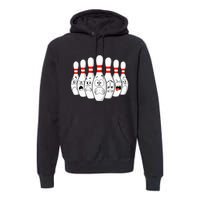 Cartoon Bowling Funny Scared Bowling Pins Premium Hoodie