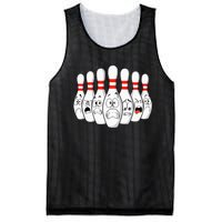 Cartoon Bowling Funny Scared Bowling Pins Mesh Reversible Basketball Jersey Tank