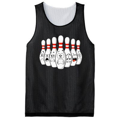 Cartoon Bowling Funny Scared Bowling Pins Mesh Reversible Basketball Jersey Tank