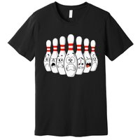 Cartoon Bowling Funny Scared Bowling Pins Premium T-Shirt