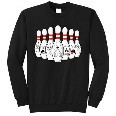 Cartoon Bowling Funny Scared Bowling Pins Tall Sweatshirt